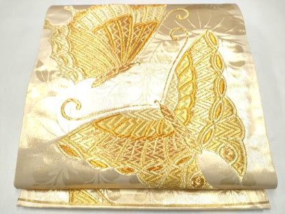 平和屋本店▼六通柄袋帯　松藤蝶舞　本金箔　正絹　逸品　CABL4801hy