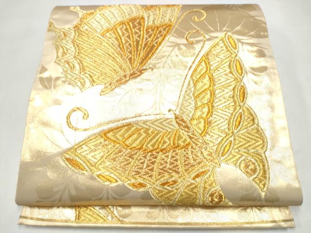 平和屋本店▼六通柄袋帯　松藤蝶舞　本金箔　正絹　逸品　CABL4801hy