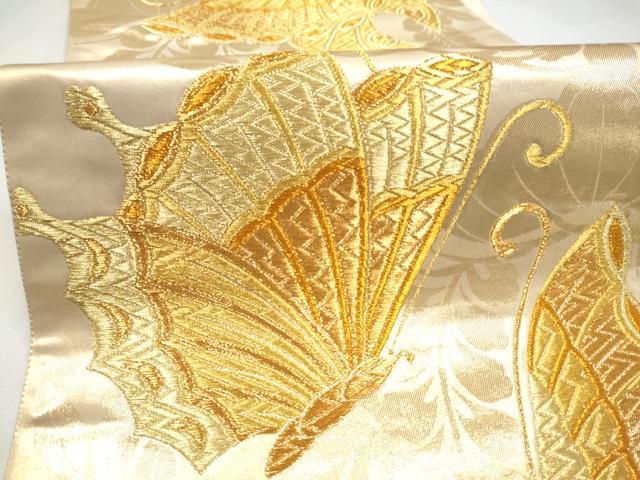 平和屋本店▼六通柄袋帯　松藤蝶舞　本金箔　正絹　逸品　CABL4801hy