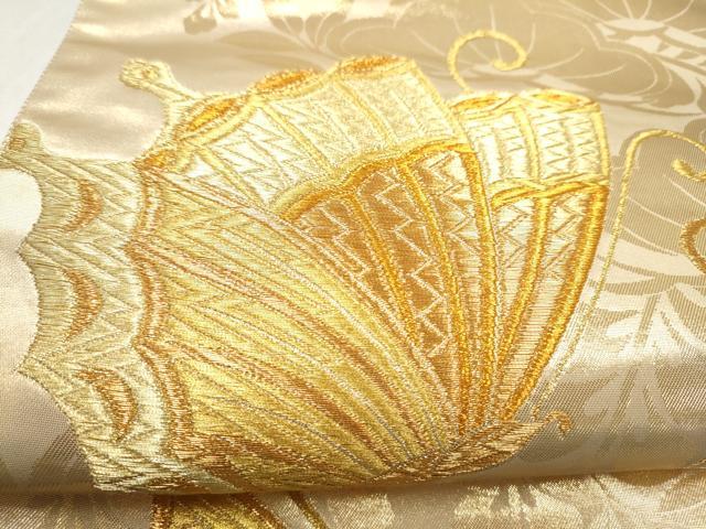 平和屋本店▼六通柄袋帯　松藤蝶舞　本金箔　正絹　逸品　CABL4801hy