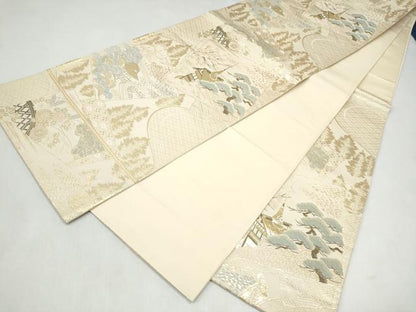 平和屋本店▼六通柄袋帯　色紙重ね風景文　純金二丁箔　正絹　逸品　CABL4802hy