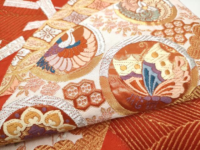 平和屋本店▼六通柄袋帯　唐織　瑞華寺宝文　本金箔　正絹　逸品　CABL4803hy