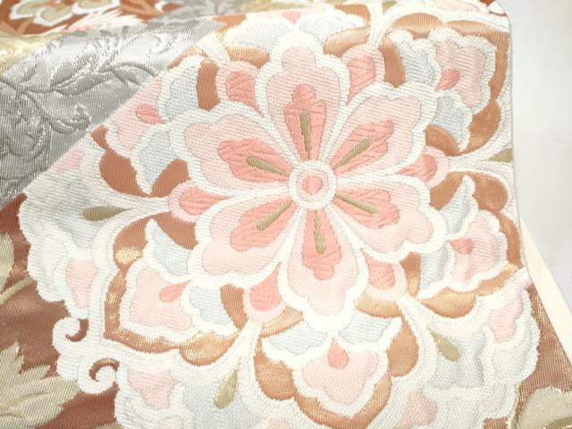 平和屋本店▼六通柄袋帯　唐織　松皮取華鳥　プラチナ箔　24Kプラチナ箔　正絹　逸品　CABL4806hy