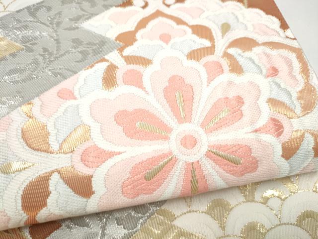 平和屋本店▼六通柄袋帯　唐織　松皮取華鳥　プラチナ箔　24Kプラチナ箔　正絹　逸品　CABL4806hy