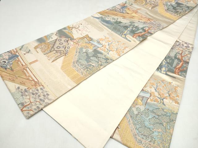 平和屋本店▼六通柄袋帯　名園眺望　純金箔　正絹　逸品　CABL4807hy