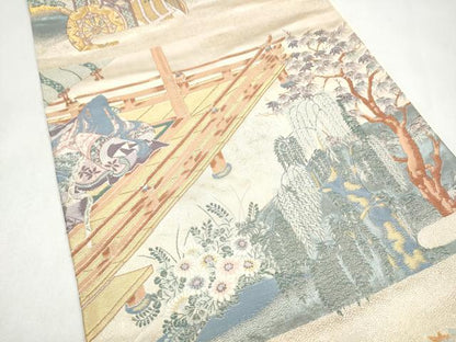 平和屋本店▼六通柄袋帯　名園眺望　純金箔　正絹　逸品　CABL4807hy