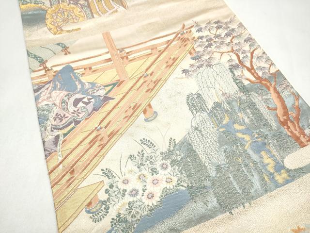 平和屋本店▼六通柄袋帯　名園眺望　純金箔　正絹　逸品　CABL4807hy