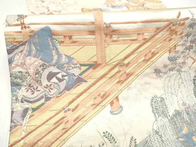 平和屋本店▼六通柄袋帯　名園眺望　純金箔　正絹　逸品　CABL4807hy