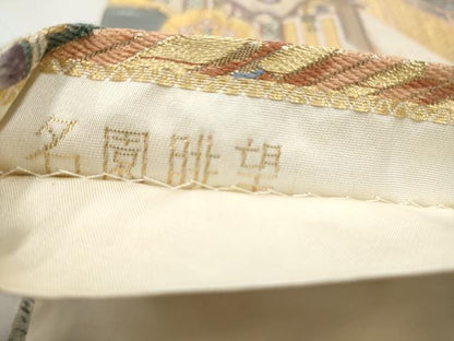 平和屋本店▼六通柄袋帯　名園眺望　純金箔　正絹　逸品　CABL4807hy