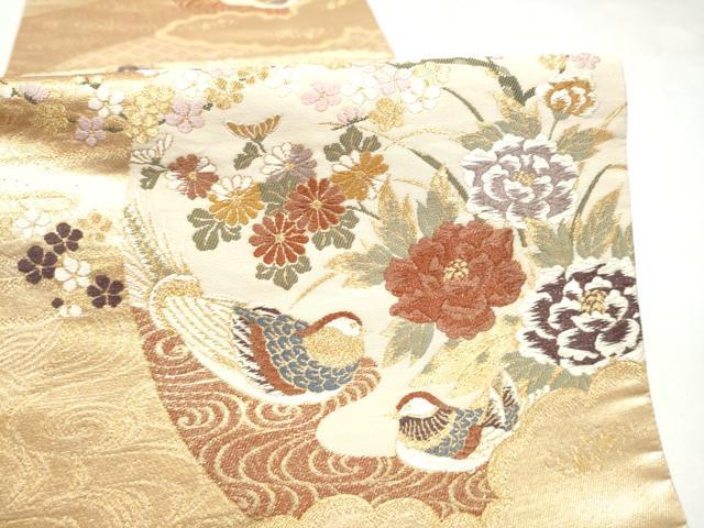 平和屋本店▼六通柄袋帯　唐織　流水丸文小袖　本金二重箔　正絹　逸品　CABL4811hy