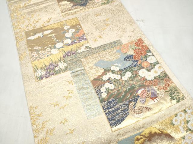 平和屋本店▼六通柄袋帯　色紙百趣　本金箔　正絹　逸品　CABL4816hy