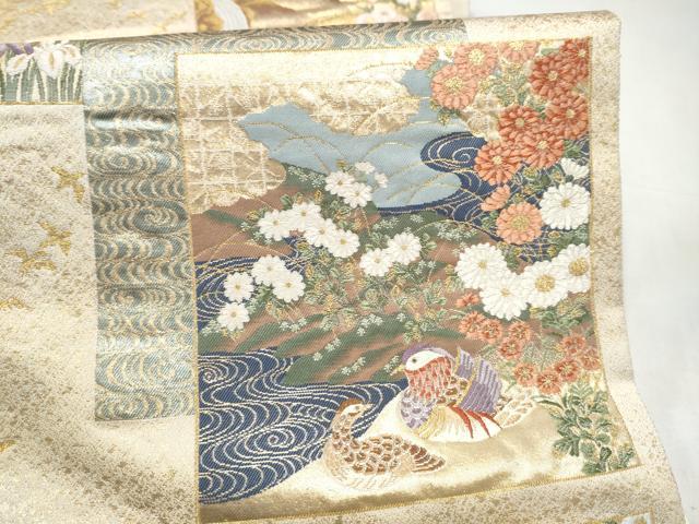 平和屋本店▼六通柄袋帯　色紙百趣　本金箔　正絹　逸品　CABL4816hy
