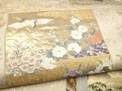 平和屋本店▼六通柄袋帯　色紙百趣　本金箔　正絹　逸品　CABL4816hy