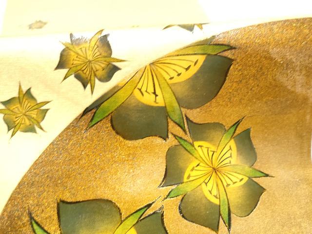 平和屋本店▼太鼓柄袋帯　手織錦　舞花文　純金箔　正絹　逸品　CABL4818hy