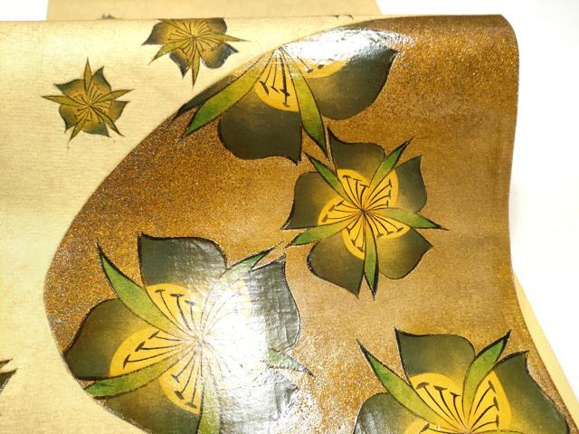 平和屋本店▼太鼓柄袋帯　手織錦　舞花文　純金箔　正絹　逸品　CABL4818hy