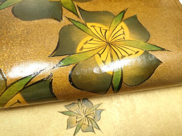 平和屋本店▼太鼓柄袋帯　手織錦　舞花文　純金箔　正絹　逸品　CABL4818hy