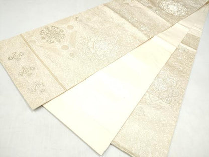 平和屋本店▼六通柄袋帯　九百紋織錦　切嵌正倉院花文　本金箔　正絹　逸品　CABL4819hy