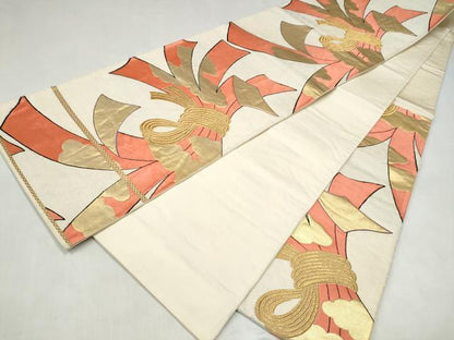 平和屋本店▼六通柄袋帯　富貴錦　熨斗文　本金箔　正絹　逸品　CABL4820hy
