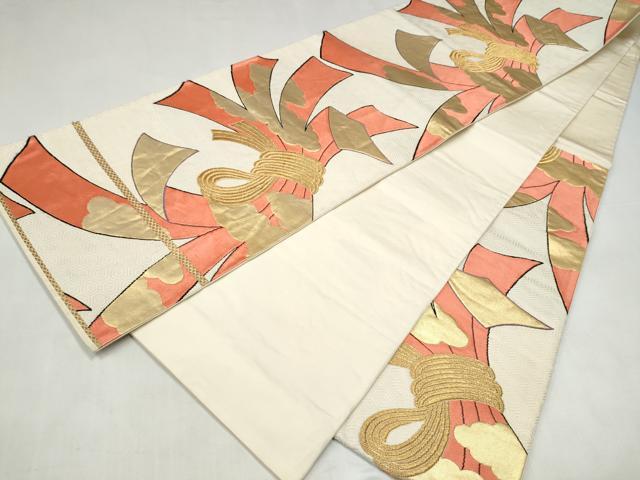 平和屋本店▼六通柄袋帯　富貴錦　熨斗文　本金箔　正絹　逸品　CABL4820hy