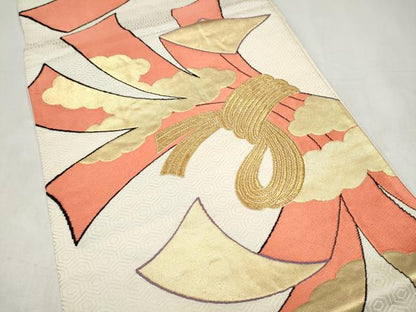 平和屋本店▼六通柄袋帯　富貴錦　熨斗文　本金箔　正絹　逸品　CABL4820hy