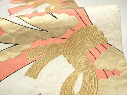 平和屋本店▼六通柄袋帯　富貴錦　熨斗文　本金箔　正絹　逸品　CABL4820hy