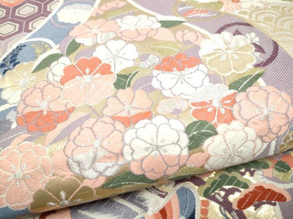 平和屋本店▼六通柄袋帯　唐織　九百錦　鳳凰花文　純金箔24K　正絹　逸品　CABL4821hy