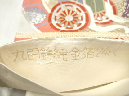 平和屋本店▼六通柄袋帯　唐織　九百錦　鳳凰花文　純金箔24K　正絹　逸品　CABL4821hy
