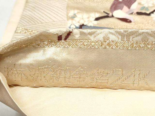 平和屋本店▼六通柄袋帯　唐織　休み鳥枝花文　琳派純金箔24K　正絹　逸品　CABL4833hy