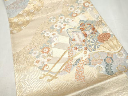 平和屋本店▼六通柄袋帯　唐織　古典錦　本金二重箔　正絹　逸品　CABL4835hy