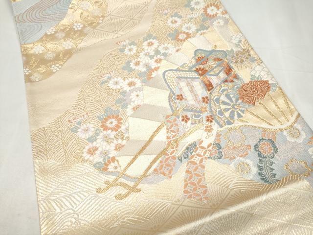 平和屋本店▼六通柄袋帯　唐織　古典錦　本金二重箔　正絹　逸品　CABL4835hy