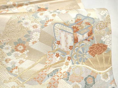 平和屋本店▼六通柄袋帯　唐織　古典錦　本金二重箔　正絹　逸品　CABL4835hy