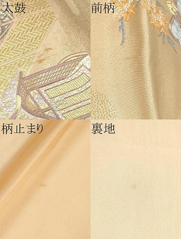 平和屋本店▼六通柄袋帯　唐織　名園眺望　純金箔　正絹　逸品　CABL4836hy
