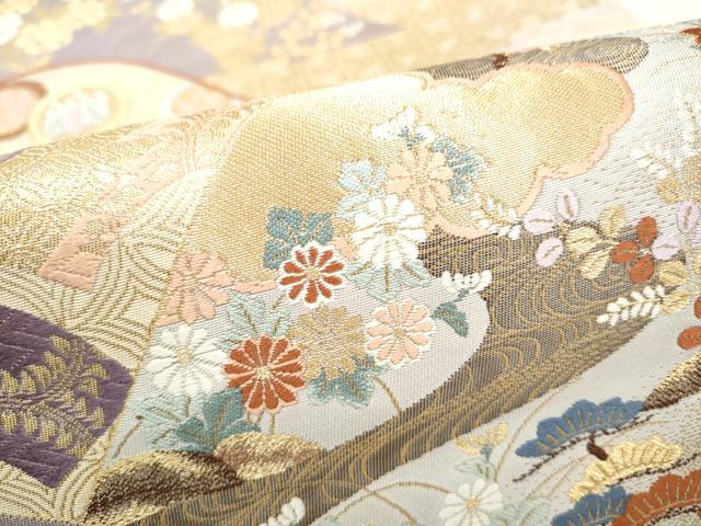 平和屋本店▼六通柄袋帯　唐織　醍醐花宴文　本金箔　正絹　逸品　CABL4839hy