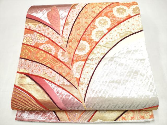 平和屋本店▼六通柄袋帯　花唐草文　九百錦24金箔　正絹　逸品　CABL4840hy