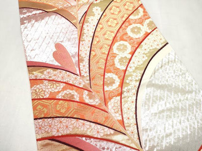 平和屋本店▼六通柄袋帯　花唐草文　九百錦24金箔　正絹　逸品　CABL4840hy