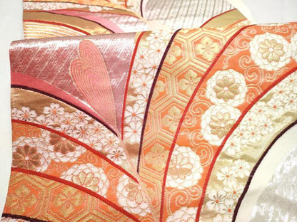 平和屋本店▼六通柄袋帯　花唐草文　九百錦24金箔　正絹　逸品　CABL4840hy