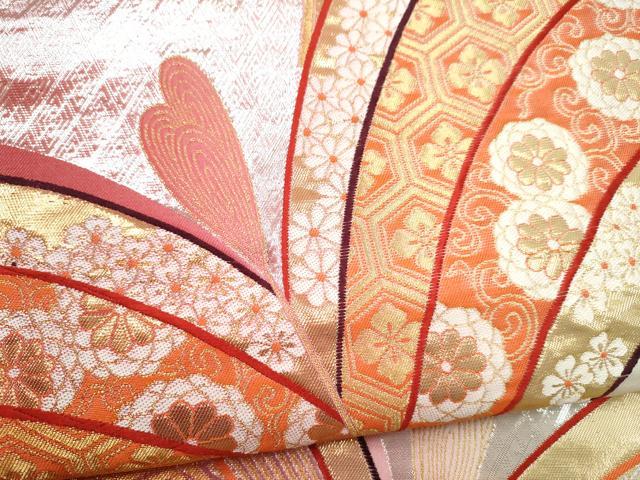 平和屋本店▼六通柄袋帯　花唐草文　九百錦24金箔　正絹　逸品　CABL4840hy