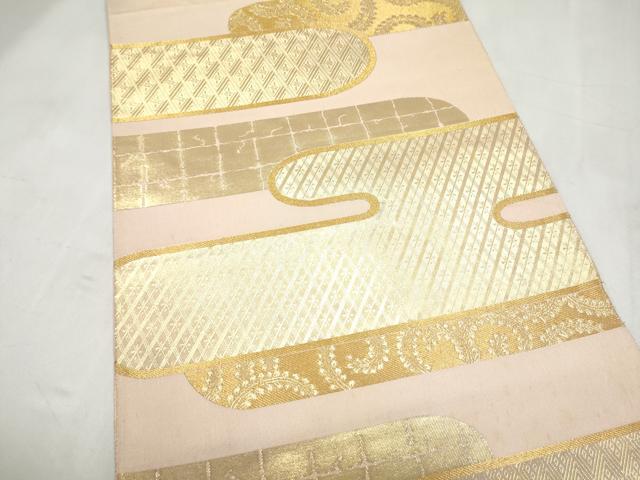 平和屋本店▼六通柄袋帯　古代雲取紋　純金箔24K　正絹　逸品　CABL4846hy