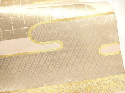 平和屋本店▼六通柄袋帯　古代雲取紋　純金箔24K　正絹　逸品　CABL4846hy