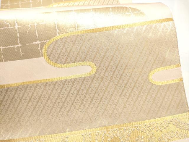 平和屋本店▼六通柄袋帯　古代雲取紋　純金箔24K　正絹　逸品　CABL4846hy