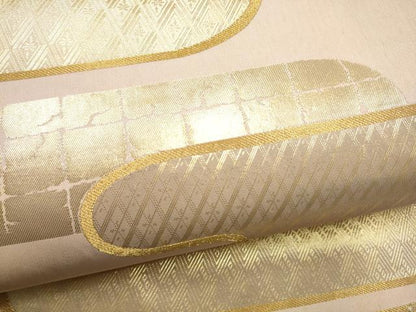 平和屋本店▼六通柄袋帯　古代雲取紋　純金箔24K　正絹　逸品　CABL4846hy