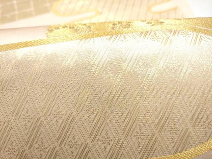 平和屋本店▼六通柄袋帯　古代雲取紋　純金箔24K　正絹　逸品　CABL4846hy