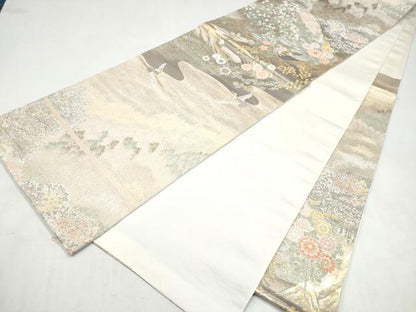 平和屋本店▼六通柄袋帯　唐織　九百織　京山八景　本金箔　正絹　逸品　CABL4851hy