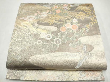 平和屋本店▼六通柄袋帯　唐織　九百織　京山八景　本金箔　正絹　逸品　CABL4851hy