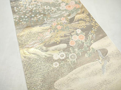 平和屋本店▼六通柄袋帯　唐織　九百織　京山八景　本金箔　正絹　逸品　CABL4851hy