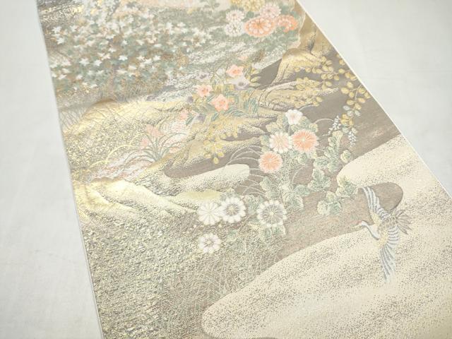 平和屋本店▼六通柄袋帯　唐織　九百織　京山八景　本金箔　正絹　逸品　CABL4851hy