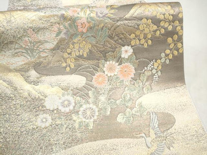 平和屋本店▼六通柄袋帯　唐織　九百織　京山八景　本金箔　正絹　逸品　CABL4851hy
