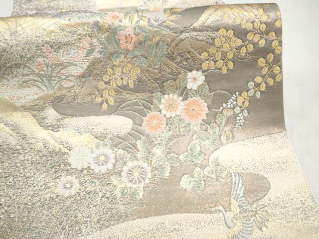 平和屋本店▼六通柄袋帯　唐織　九百織　京山八景　本金箔　正絹　逸品　CABL4851hy