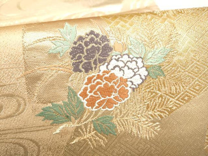平和屋本店▼六通柄袋帯　唐織　吉祥文様　24K本金箔　正絹　逸品　CABL4857hy