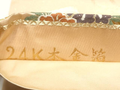 平和屋本店▼六通柄袋帯　唐織　吉祥文様　24K本金箔　正絹　逸品　CABL4857hy